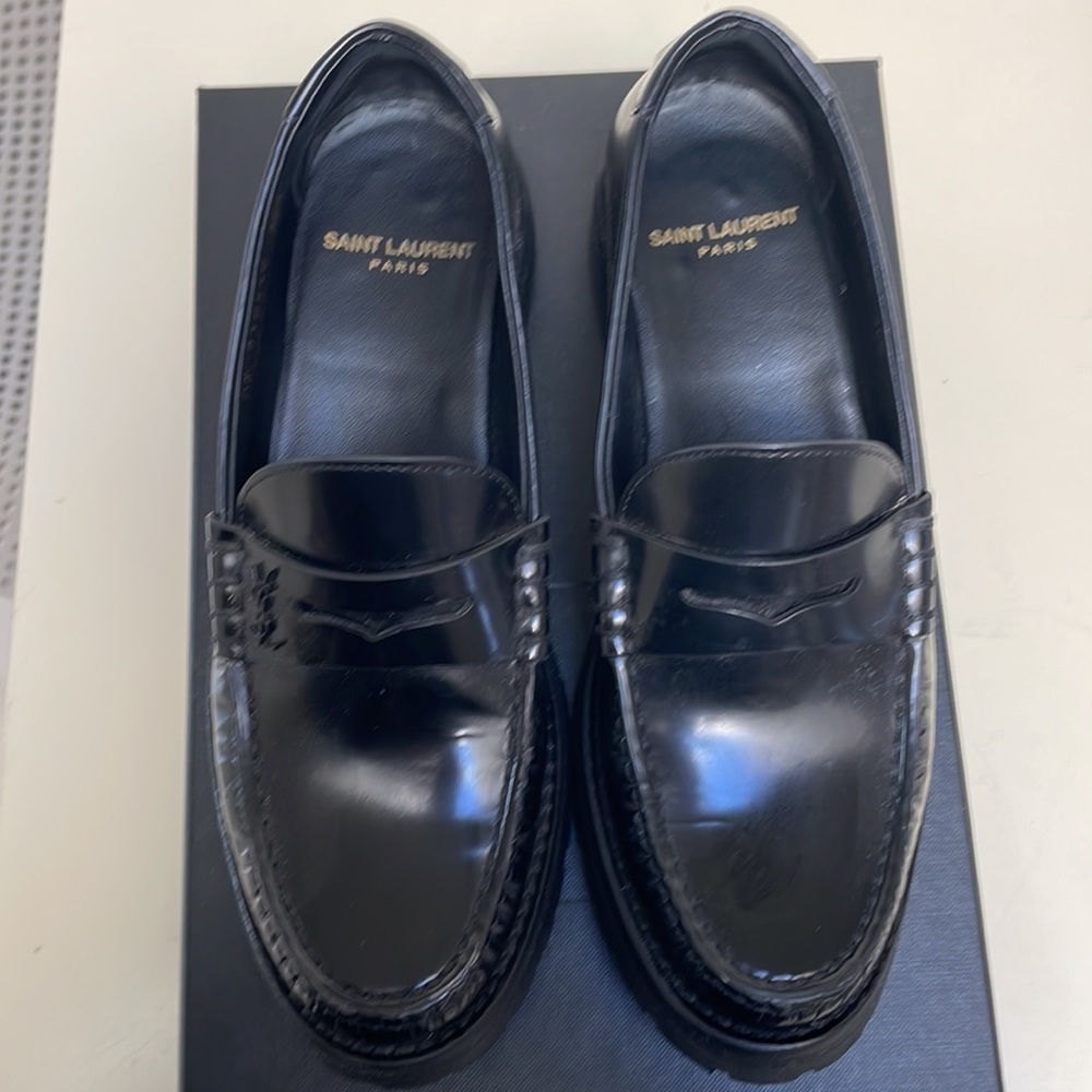 Yves Saint Laurent Glossy Black Loafers - Picture 3 of 8